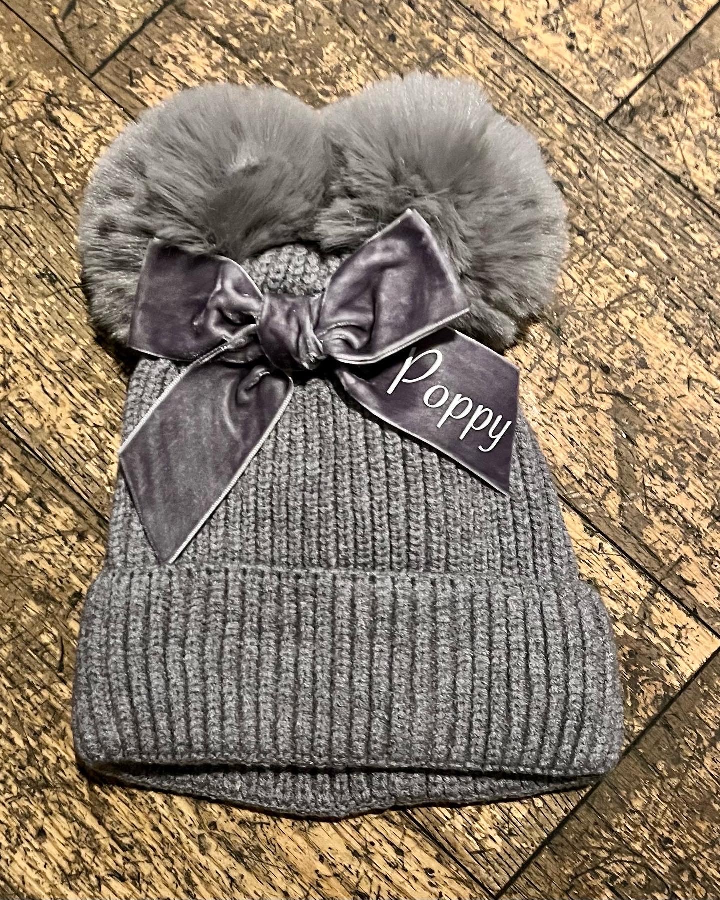 Double Pom Pom Bow Hats Personalised