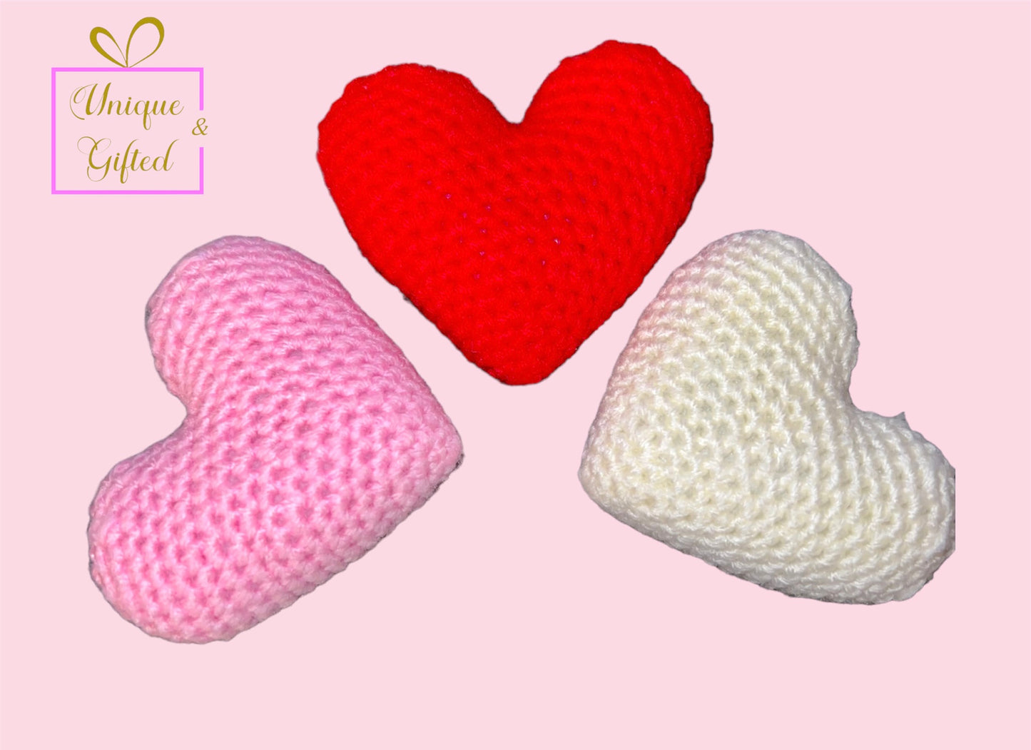 Valentines Small Hand Crocheted Hearts