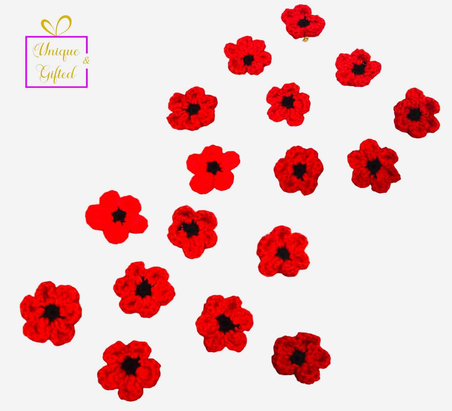 Poppy Broaches Hand Crocheted