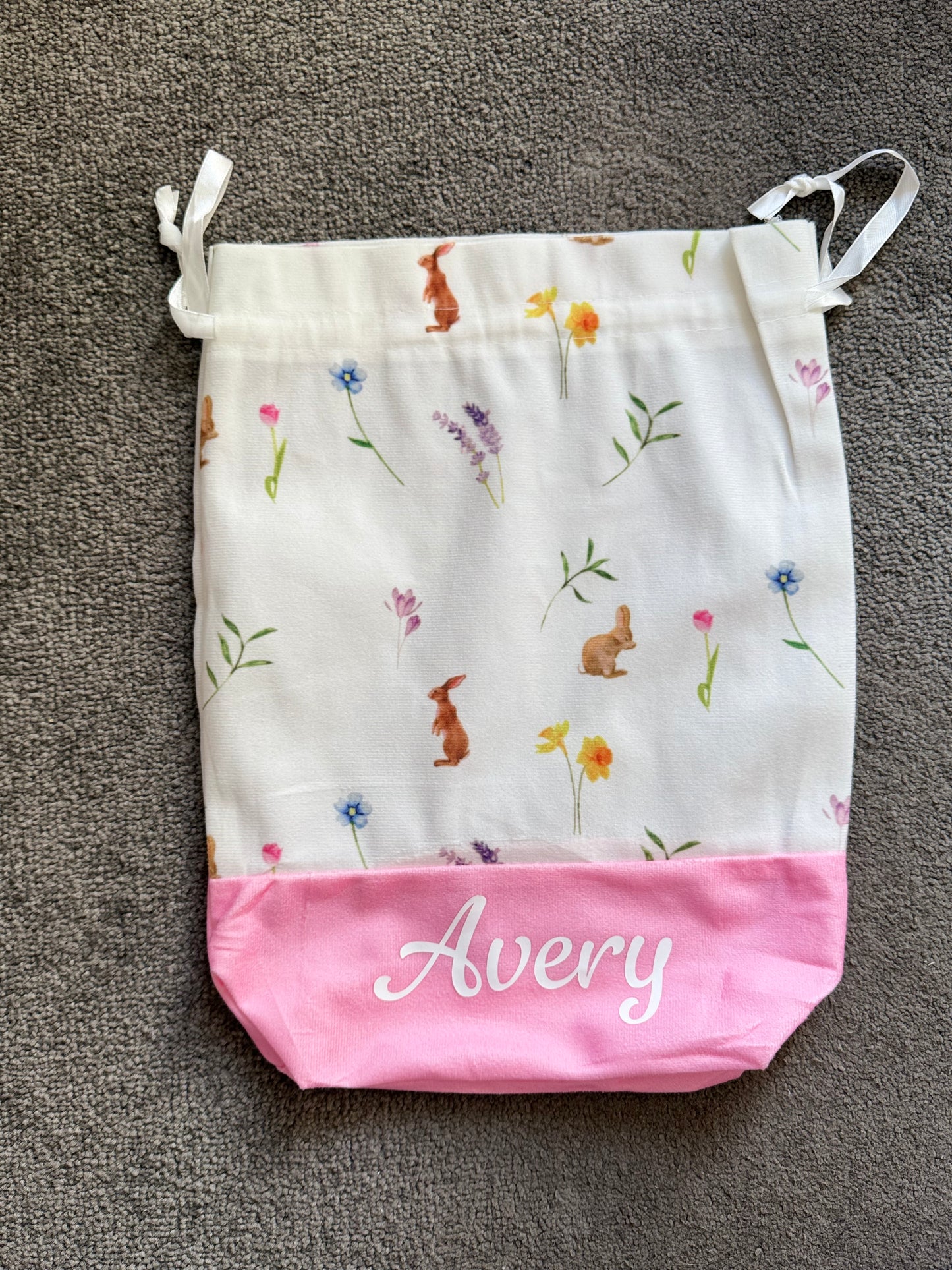 Velvet Easter Bunny Drawstring Bags
