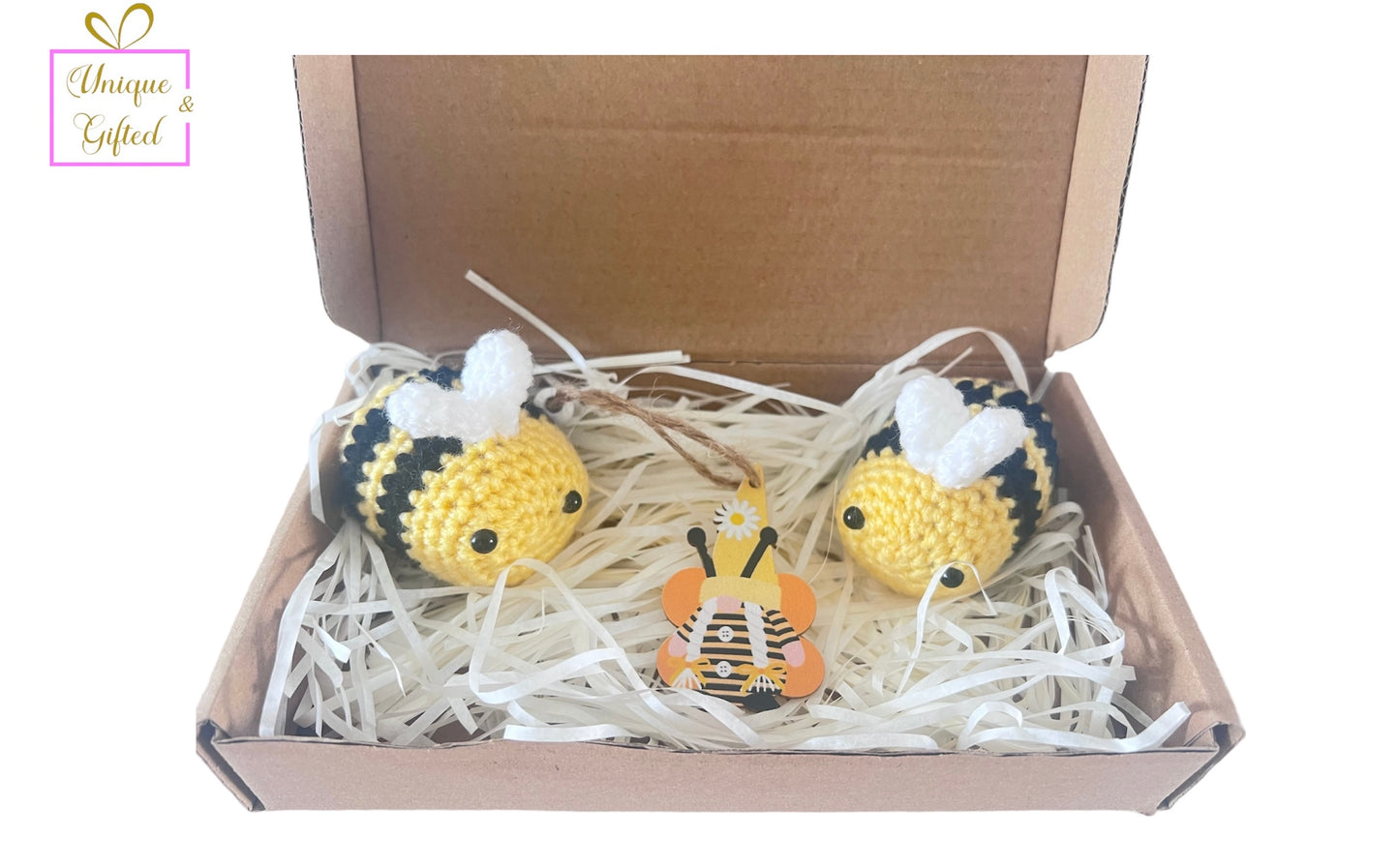 Bee-kind crochet gift boxes