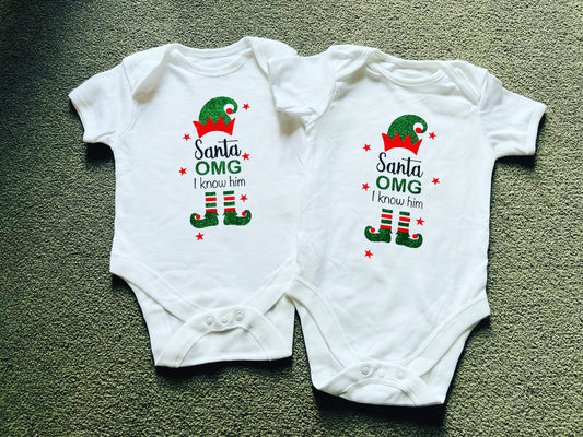 ‘Santa OMG i know him’ Baby vest