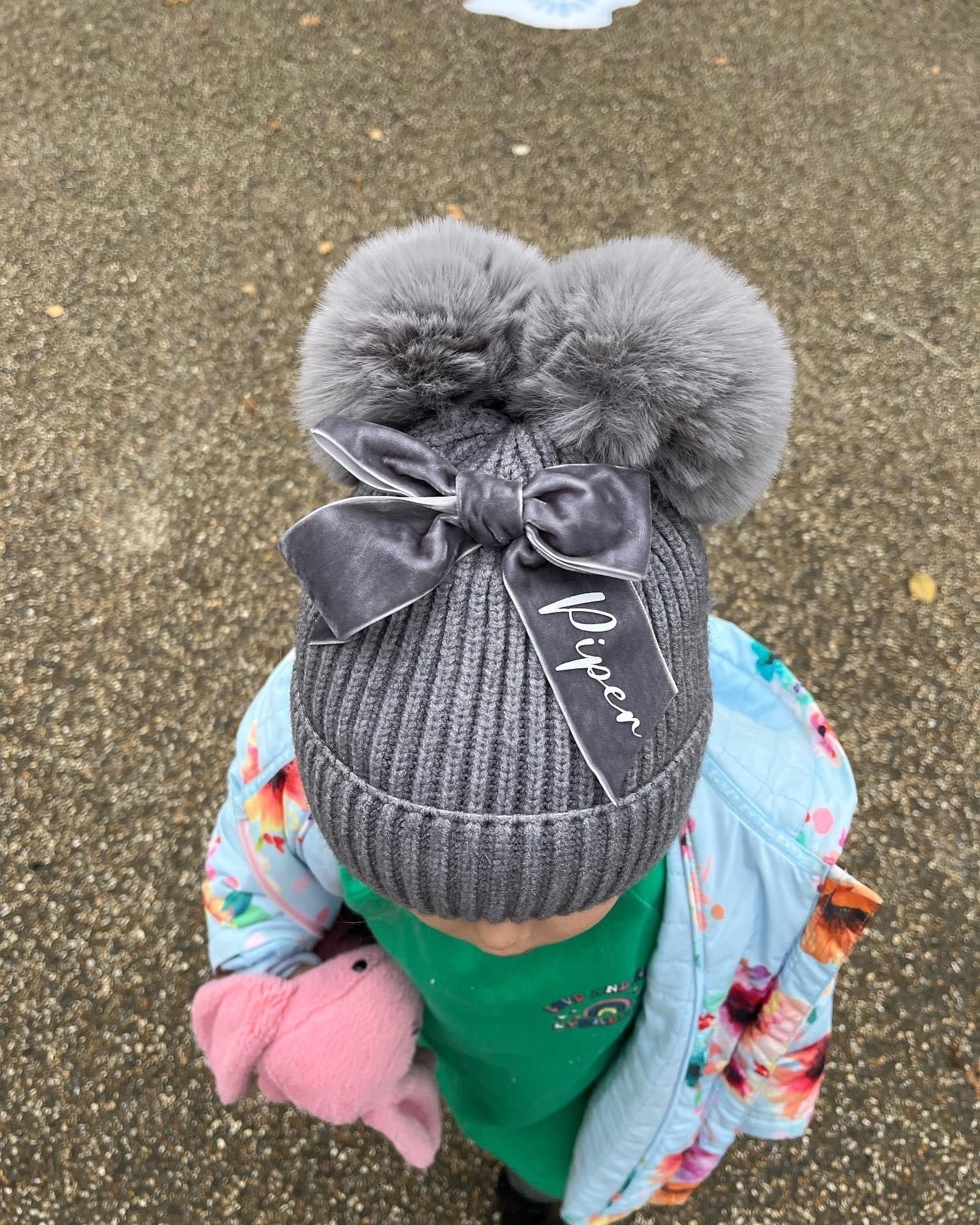Double Pom Pom Bow Hats Personalised