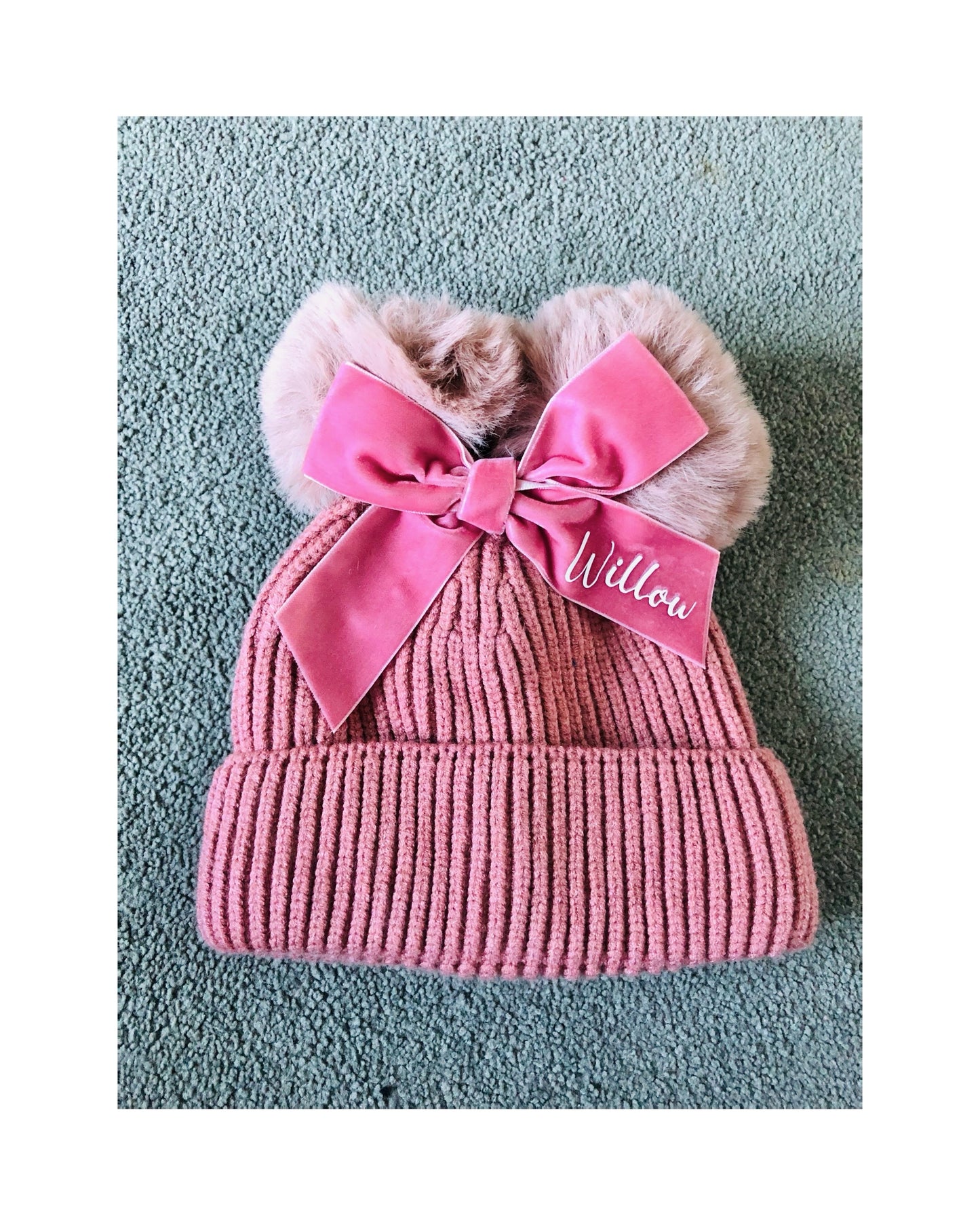 Double Pom Pom Bow Hats Personalised