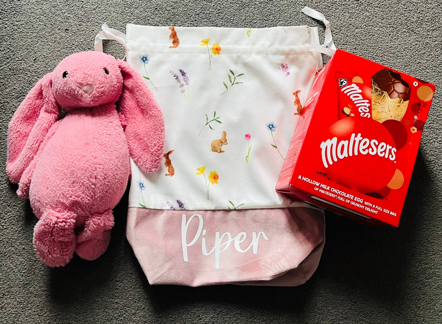 Velvet Easter Bunny Drawstring Bags
