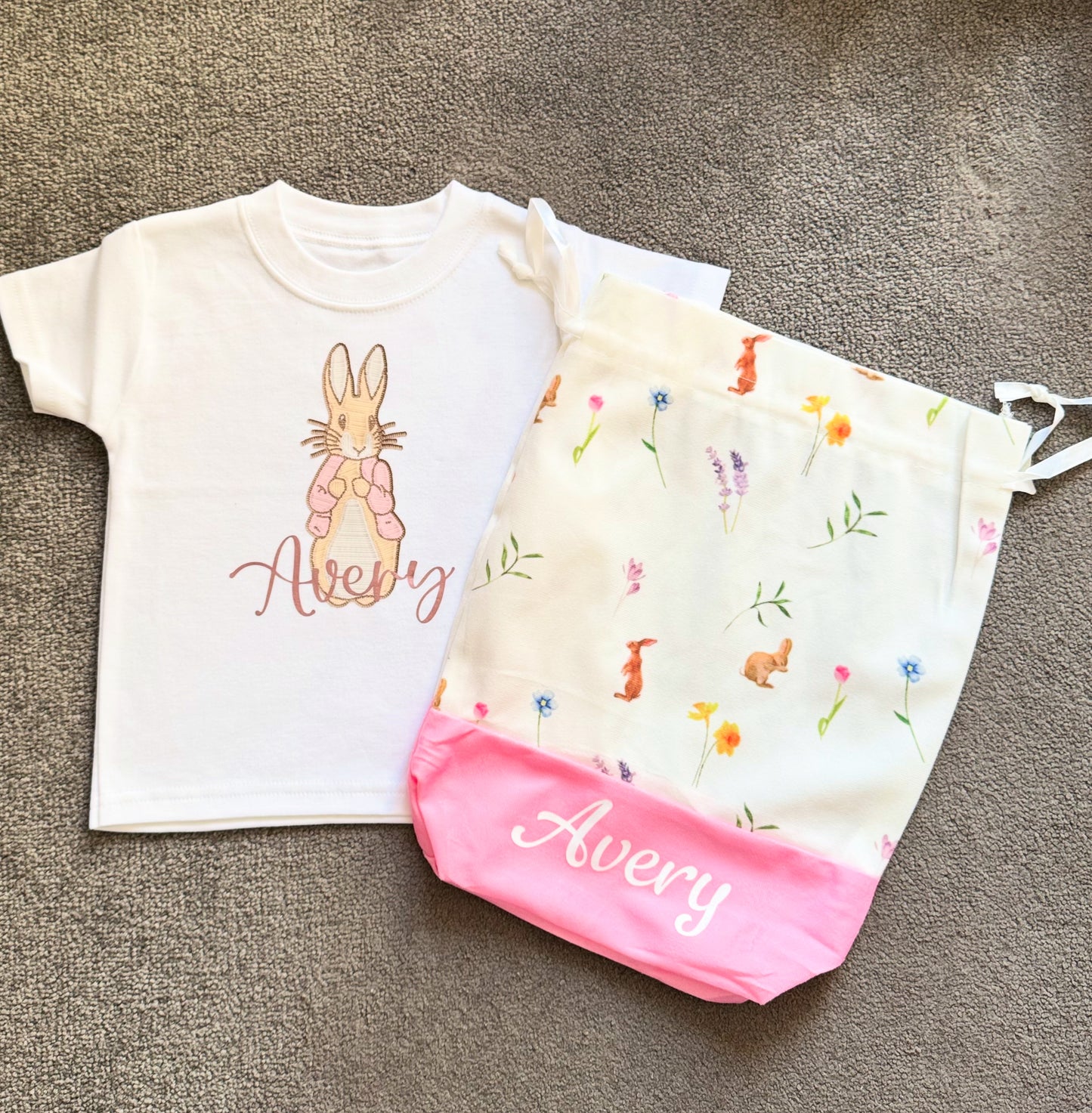Velvet Easter Bunny Drawstring Bags