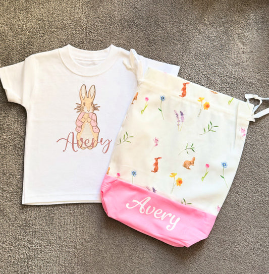 Velvet Easter Bunny Drawstring Bags