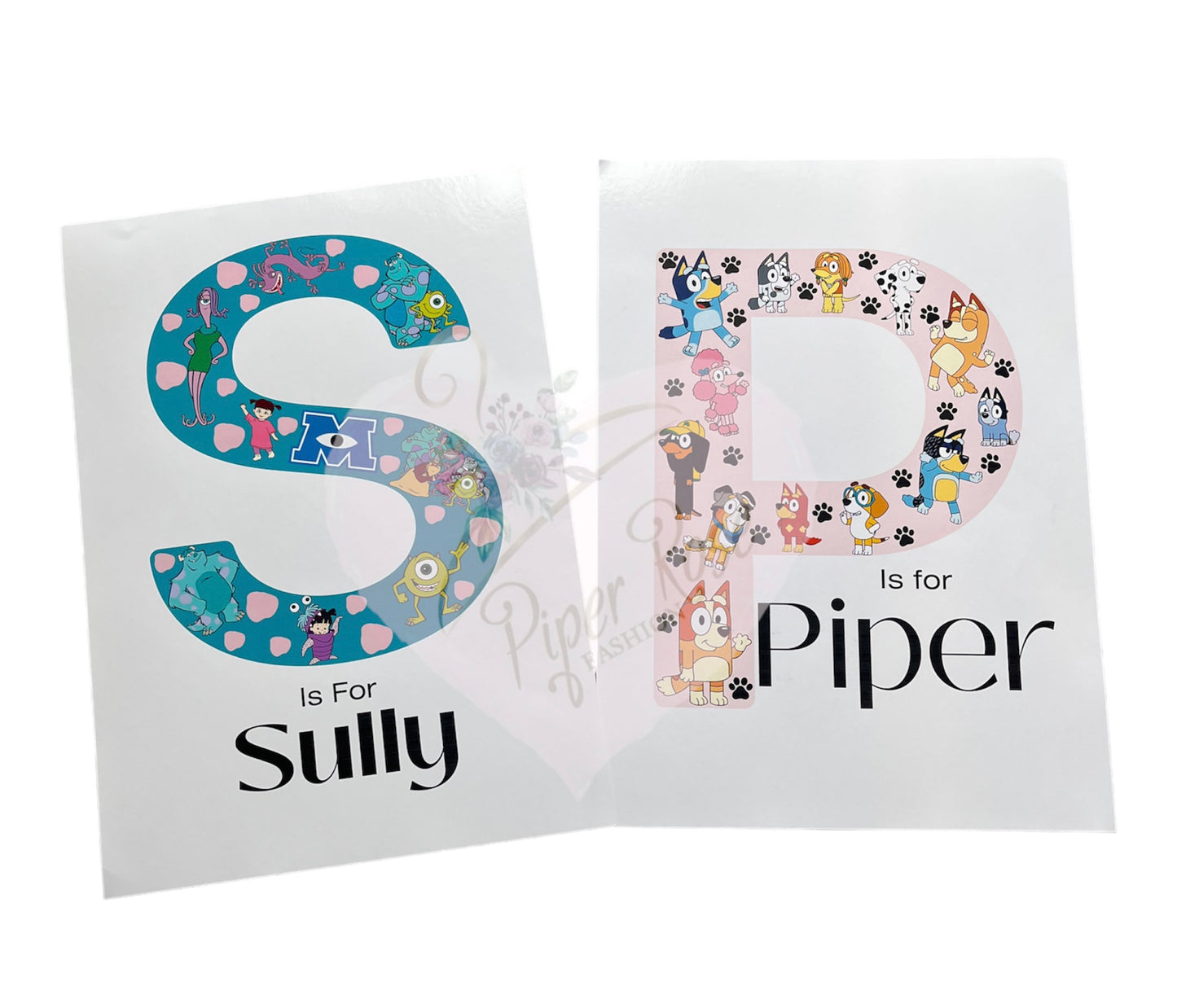 Personalised Initial Name Print / A4 Custom designed Themed Artwork