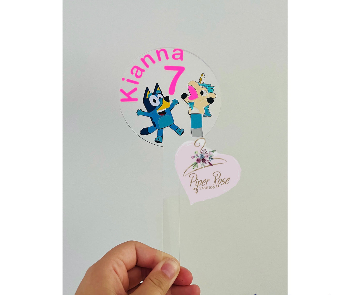 Bluey Themed Birthday Acrylic Cake Topper