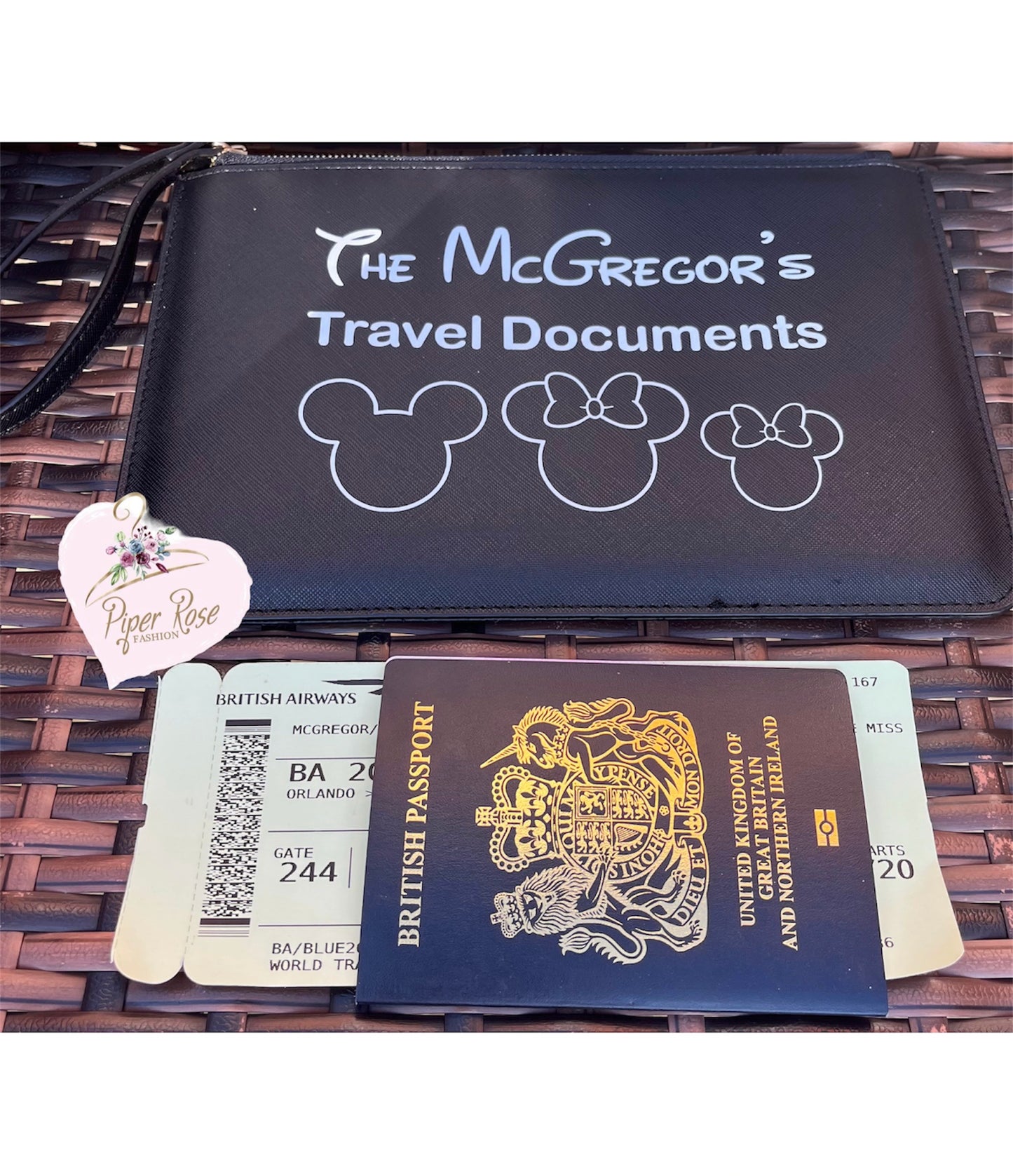 Personalised Document wallet Travel Passport Holder Clutch