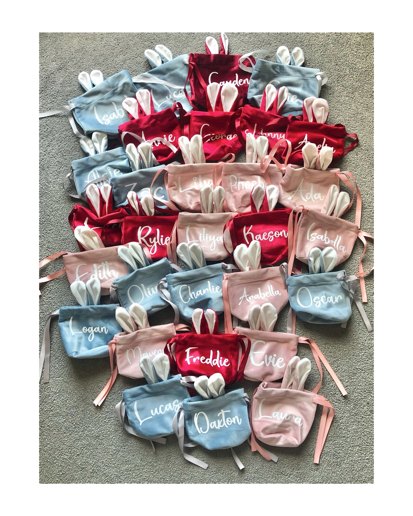 Red Velvet Bunny Ear Easter Bag