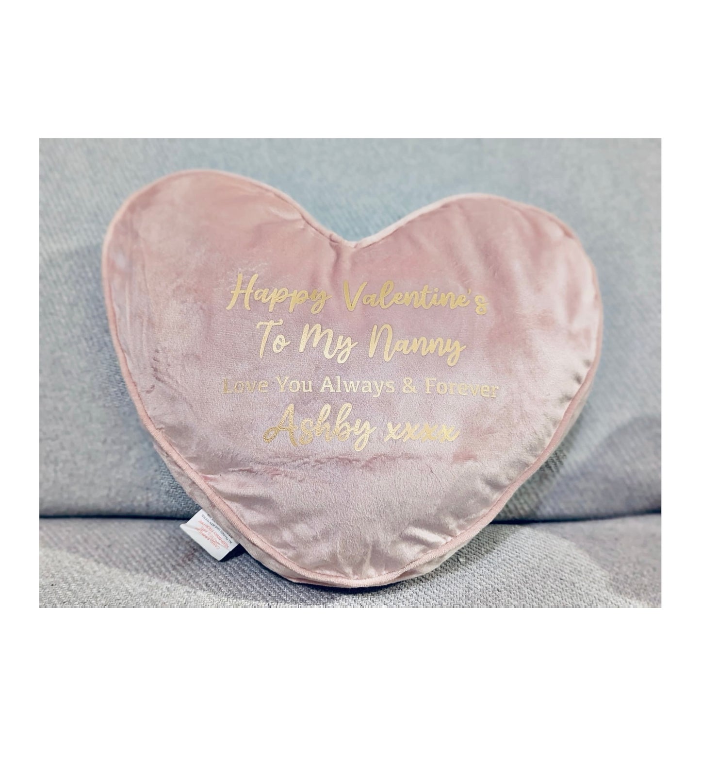Blush Heart Shaped Personalised Decorative Pillow