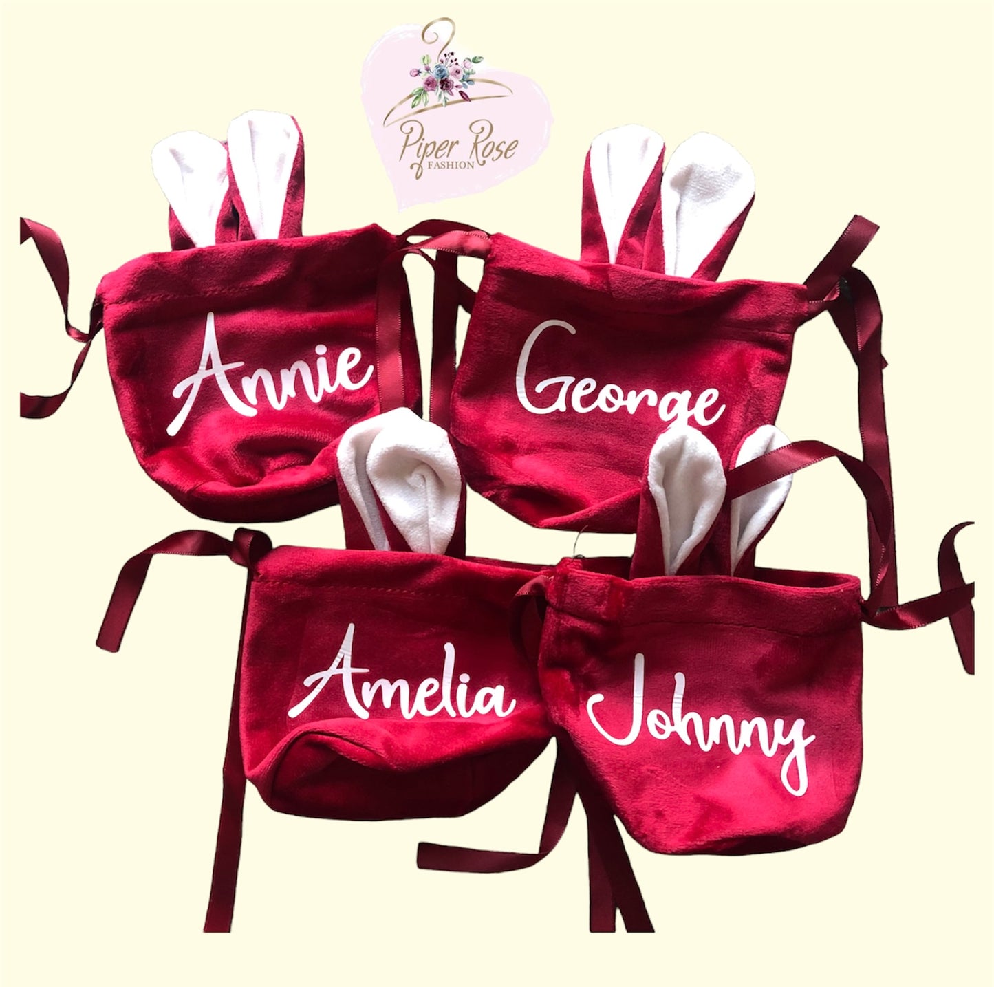 Red Velvet Bunny Ear Easter Bag