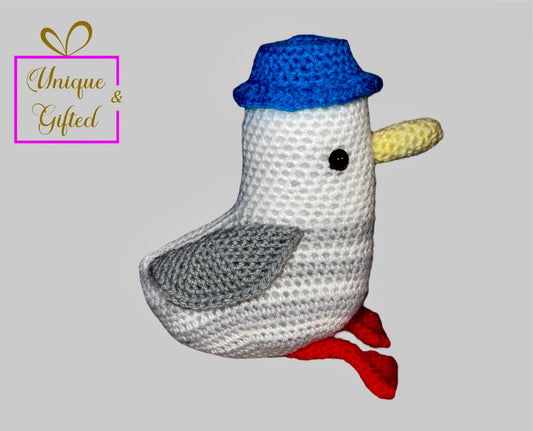 The Hand Crocheted Seagull With A Hat