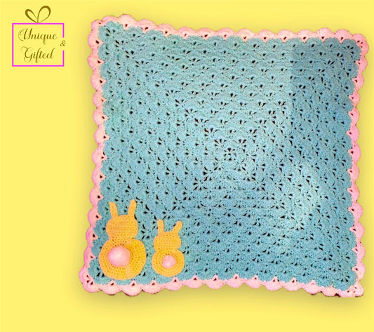 Easter Themed Hand Crocheted Baby Blanket