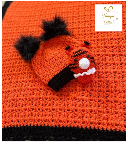 Bespoke Hand Crocheted Tiger Baby Themed Gift Set