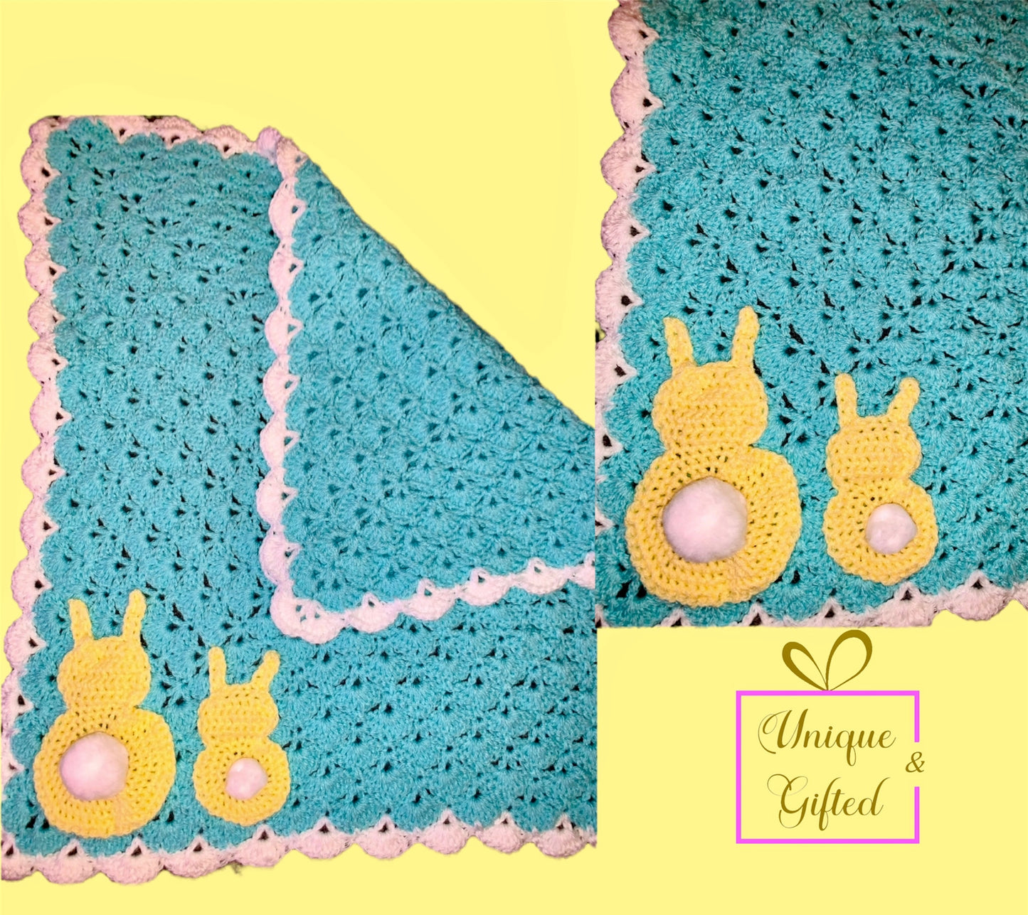 Easter Themed Hand Crocheted Baby Blanket